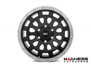 Custom Wheels (1) - Rough Country - 87 Series - Black w/ Machined Ring - 17 x 8.5 / 6 x 5.5 / +0